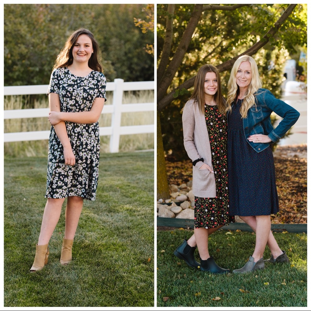 Go To House Dress loungewear black apples modest - Picture 6 of 9